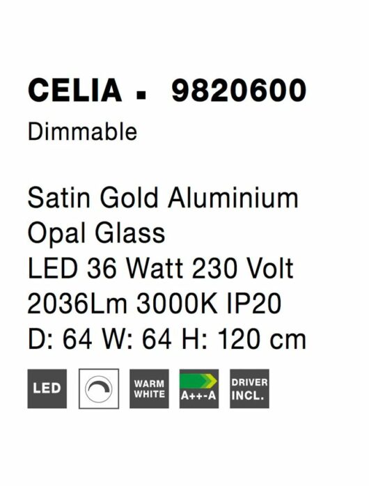 Celia - Lustra rotunda 64 cm, Auriu 8