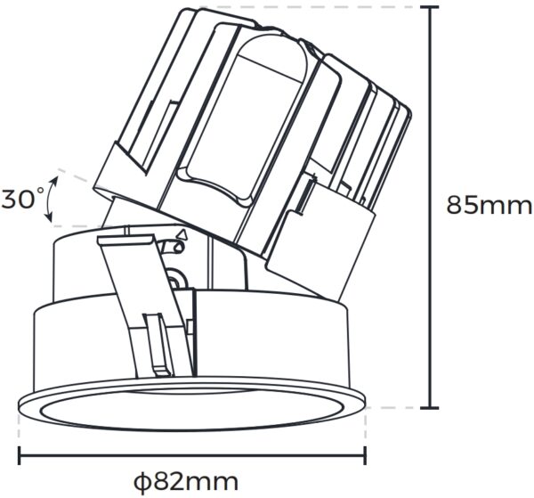 Desen tehnic spot încastrat reglabil 85mm