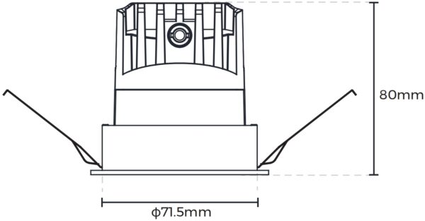 Schiță tehnică spot încastrat cu dimensiuni