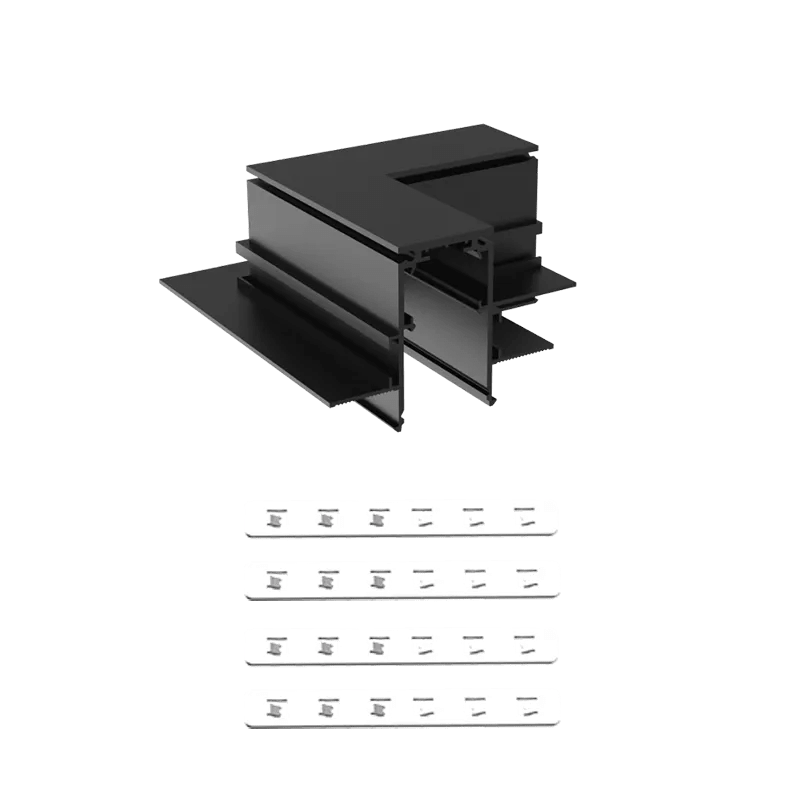 Conector MT20 90 grade incastrat, Negru, 95x95x50mm.