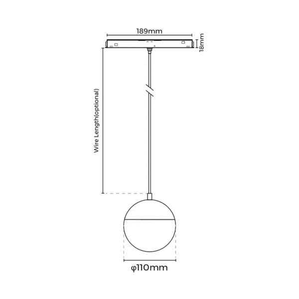 Pendul magnetic Sphere, 5W, 3000K, CRI>90, optica 360 grade, DALI, Negru.