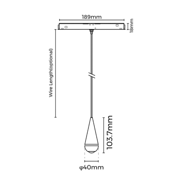 Pendul magnetic Drop, 3W, 3000K, CRI>90, optica 110 grade, On/off, Negru.