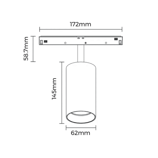 Modul sina Aim Spot 62, 15W, 2700K, CRI>90, optica 20 grade, DALI, Negru, diametru 62mm.
