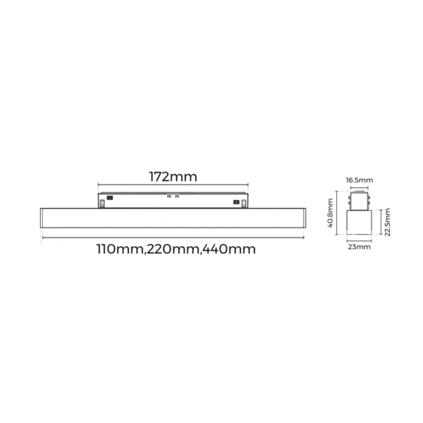 Modul sina Ax Dot 44, 12W, 3000K, CRI>90, optica tip grila 55 grade, On/off, Negru.