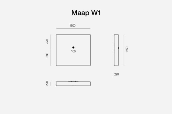 Schiță tehnică panou Maap W1 cu dimensiuni
