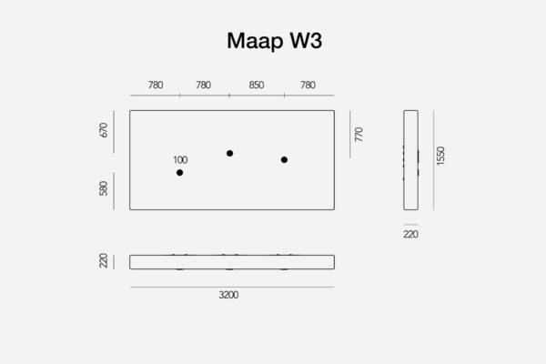 Desen tehnic placă Maap W3 cu dimensiuni