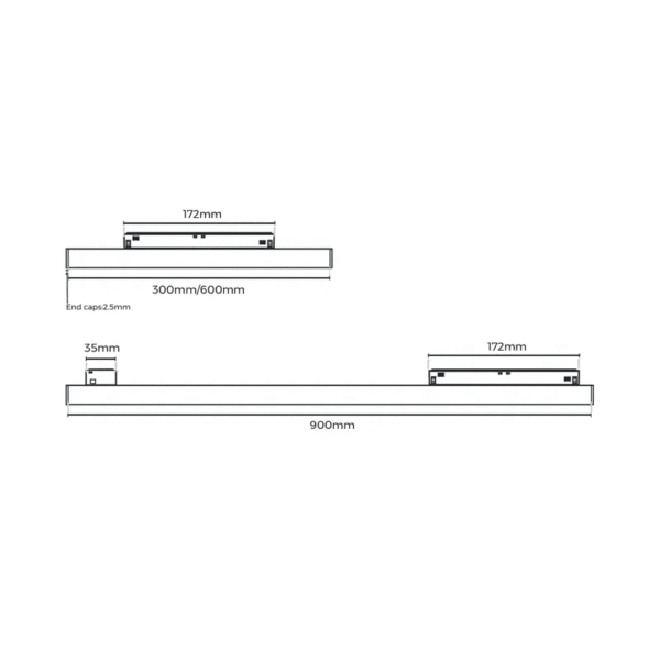 Modul sina Ax Line 600, 14W, CCT selectabil (dip switch 3000K/4000K/5000K), CRI>90, optica 100 grade, DALI, Negru, 600mm.