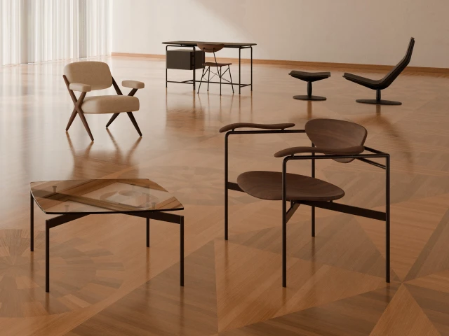 Mobilier modern din lemn și metal într-un interior elegant