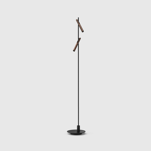 Cuier minimalist negru cu două brațe din lemn
